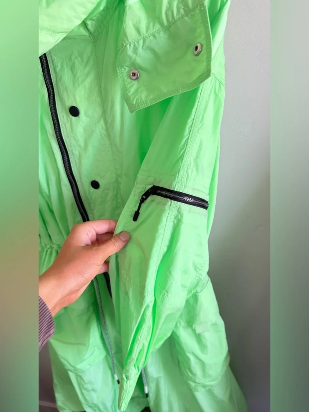 Free People Movement Aurora Maxi Windbreaker Parka in Neon Lime